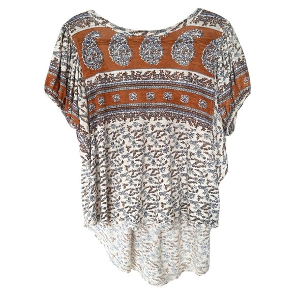 Free People Paisley printed t-shirt in ivory size Small - Picture 2 of 8